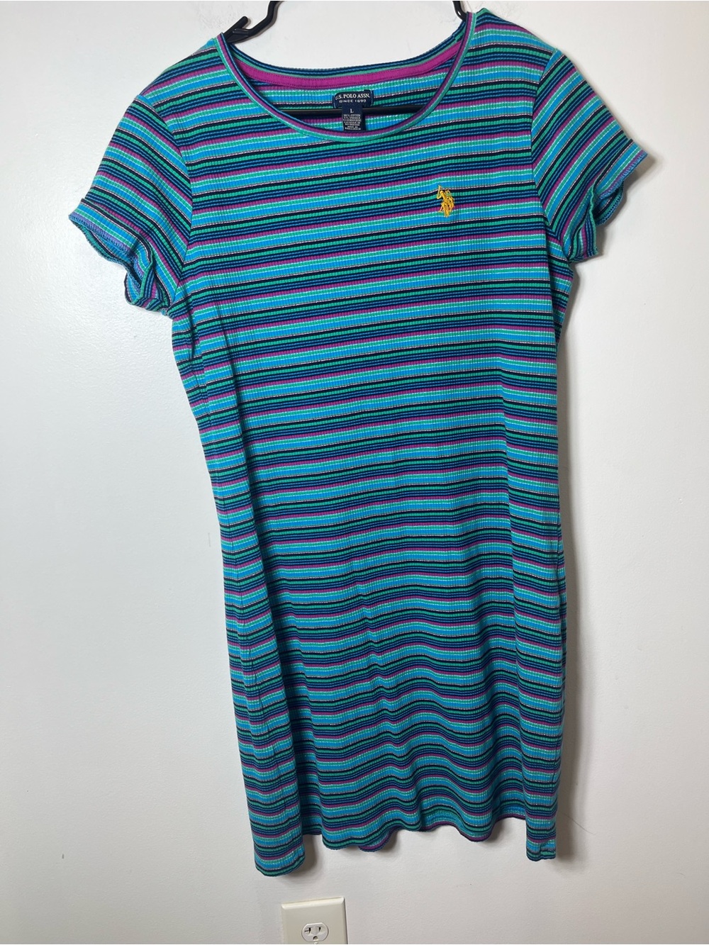 U.S. Polo Assn. Blue, Teal & Purple Striped T-Shirt Dress - Picture 3 of 7